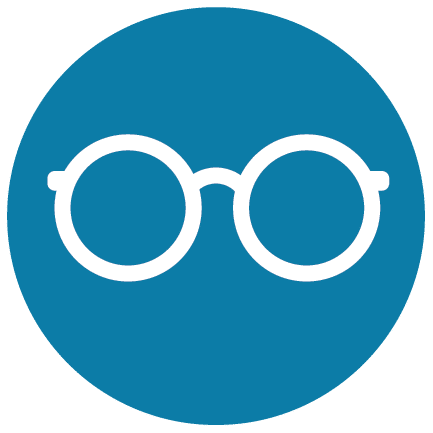 A blue circle with a pair of glasses on it. A Blue Circle With A Pair Of Glasses On It.